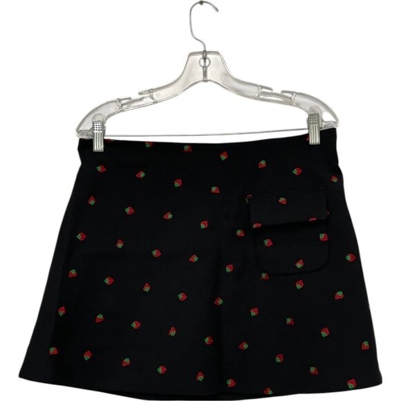 Zara Stefano Pilati Mini Skirt Black red M Strawberry Wool blend 9138/884 NWT - Picture 1 of 14